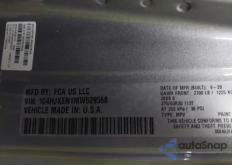 2021 Jeep Wrangler Unlimited High Altitude 4X4 z USA, uszkodzony, nr VIN 1C4HJXEN1MW529568